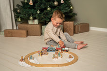 Load image into Gallery viewer, Boy playing with the Little Dutch Christmas Wooden Train Track
