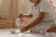 Load image into Gallery viewer, Girl playing with Tin Tea Set - Fairy Garden
