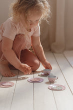 Load image into Gallery viewer, Girl playing with Tin Tea Set - Fairy Garden
