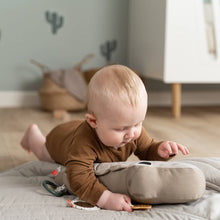 Load image into Gallery viewer, Baby playing with Done by Deer Tummy Time Activity Toy Croco - Sand Colour
