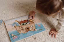 Load image into Gallery viewer, girl playing with Little Dutch Sound Puzzle - Noah&#39;s Ark
