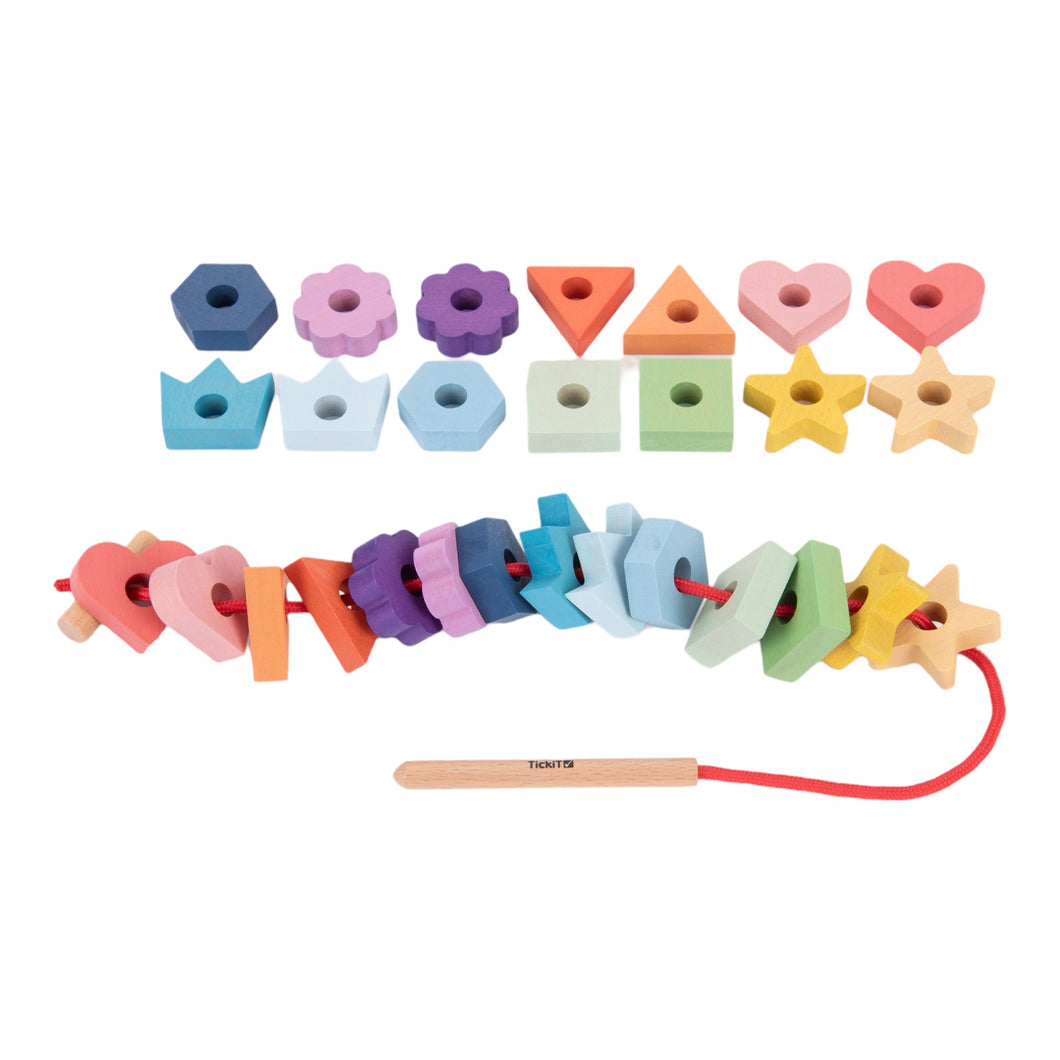 Rainbow Wooden Lacing Shapes